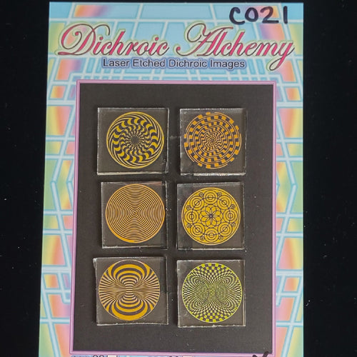 C021: OpArt Geometry : 1 inch Boroimage Themepack COE33 Laser Etched Images for Flameworking.