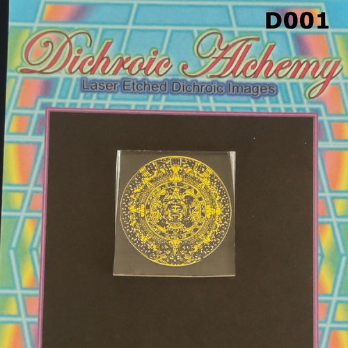 D001: Aztec Calendar : 1.33 inch Boroimage COE33 Laser Etched Images for Flameworking. 