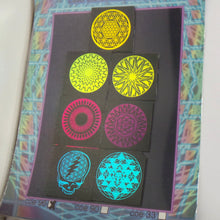COE 96 - Premium Color Geometry images on Black glass - Dichroic glass chips for Fusing and Warm Glass Forming