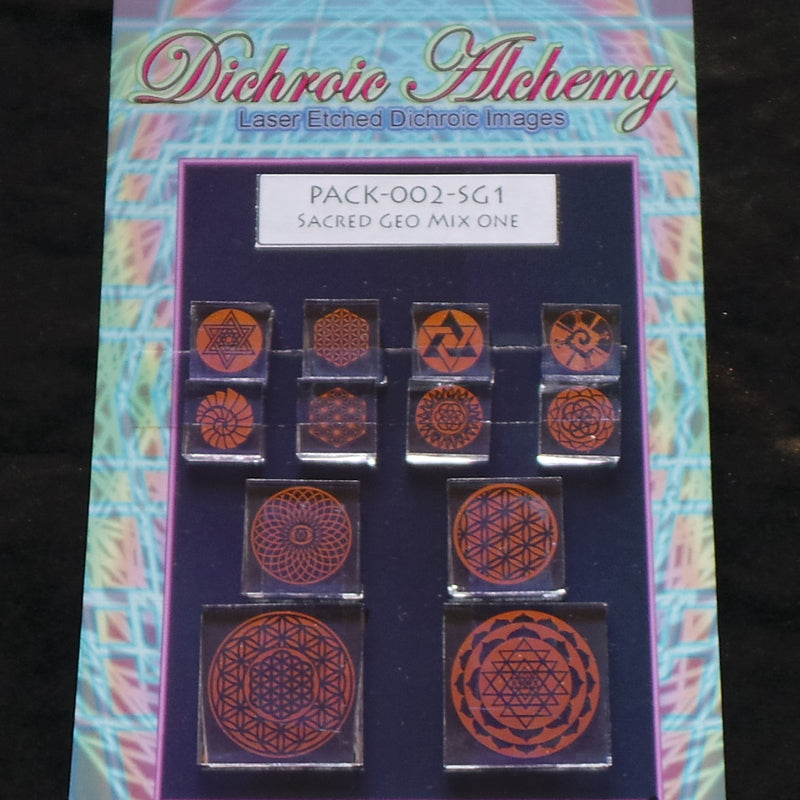 Sacred Geo Mix One: 002-SG1 : Boroimage Themepack COE33 Laser Etched Images for Flameworking