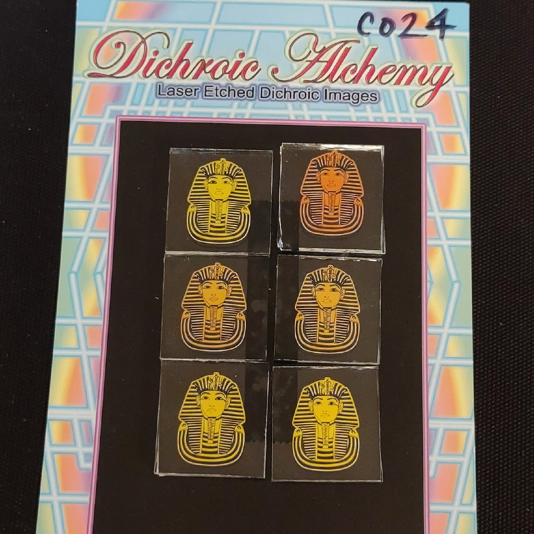 C024: King Tut 1 inch Boroimage Themepack COE33 Laser Etched Images for Flameworking.