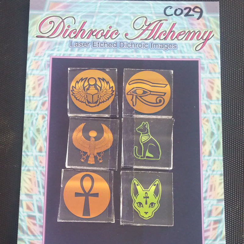 C029: Egyptian Mix 1 inch Boroimage Themepack COE33 Laser Etched Images for Flameworking.