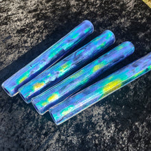 Green Blue Indigo mix spray on Cobalt Dichroic Tubing 34x9