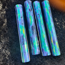 Green Blue Indigo mix spray on Cobalt Dichroic Tubing 34x9