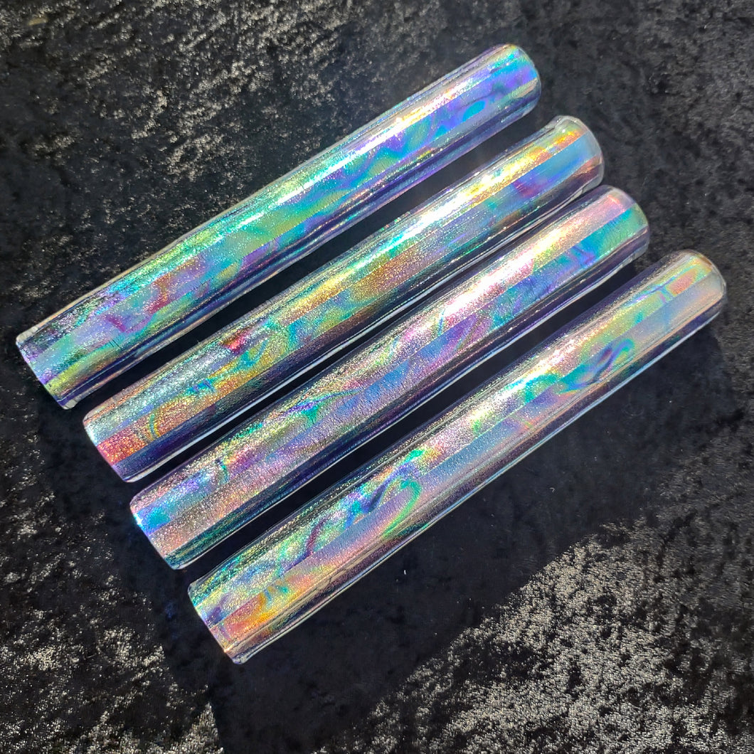 Irrid Rainbow mix spray on Cobalt Dichroic Tubing 34x9