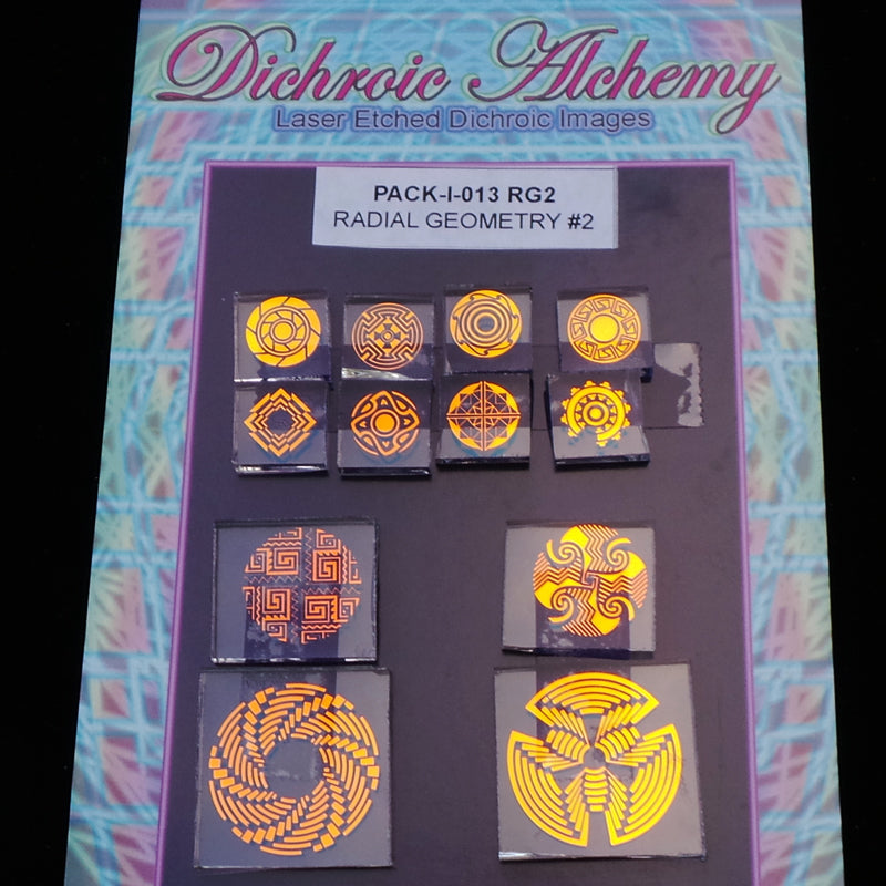 Radial Geometry Mix Two : 013-RG2 : Boroimage Themepack COE33 Laser Etched Images for Flameworking