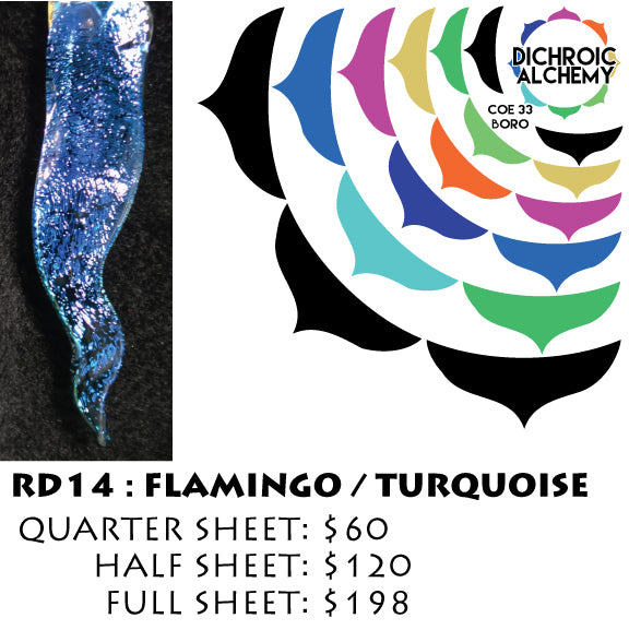 Dichroic Plate Glass: RD14 Flamingo Turquoise 0.125
