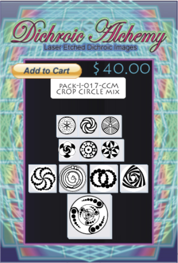 Cropcircle Radial Mix One : 017-CC1 - Boroimage Themepack COE33 Laser Etched Images for Flameworking