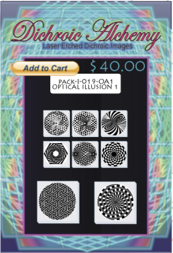 Optical Illusion Radial Mix #1 : Boroimage Themepack COE33 Laser Etched Images for Flameworking