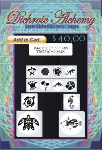 Tropical Mix : Boroimage Themepack COE33 Laser Etched Images for Flameworking