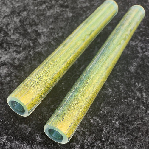 Yellow Gold over Teal Lake Green Dichroic Tubing 34x9