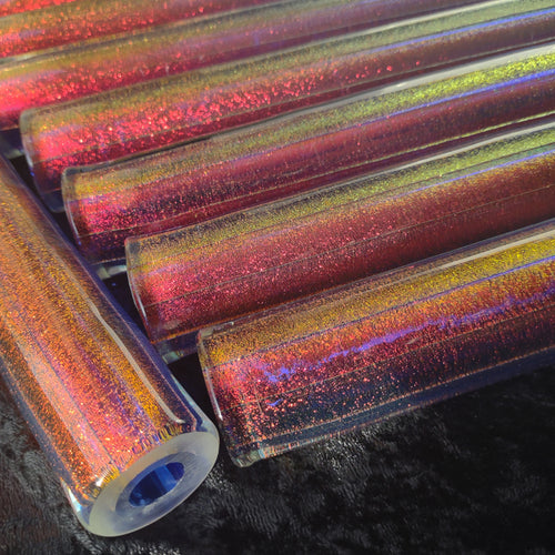 Cranberry Red over Medium Cobalt Dichroic Tubing 34x9
