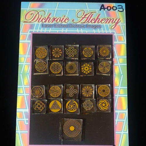 A003: Sacred and Radial Geometry. 1/2 inch Boroimage Themepack COE33 Laser Etched Images for Flameworking.