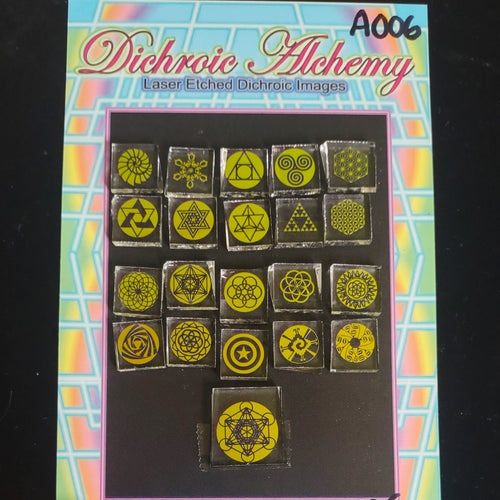 A006: Sacred and Radial Geometry. 1/2 inch Boroimage Themepack COE33 Laser Etched Images for Flameworking.