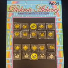 A009: Leaf Mix 1/2 inch Boroimage Themepack COE33 Laser Etched Images for Flameworking.