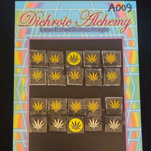 A009: Leaf Mix 1/2 inch Boroimage Themepack COE33 Laser Etched Images for Flameworking.