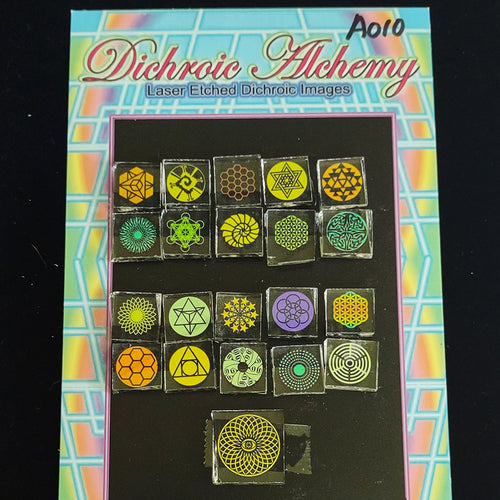 A010: Sacred and Radial Geometry. 1/2 inch Boroimage Themepack COE33 Laser Etched Images for Flameworking.