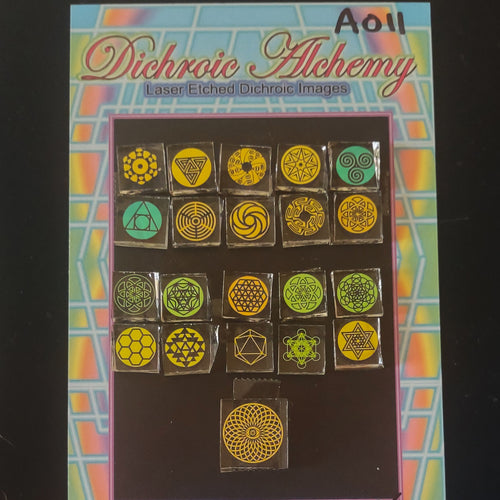 A011: Sacred and Radial Geometry. 1/2 inch Boroimage Themepack COE33 Laser Etched Images for Flameworking
