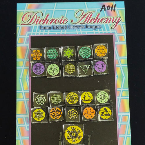 A011: Sacred and Radial Geometry. 1/2 inch Boroimage Themepack COE33 Laser Etched Images for Flameworking