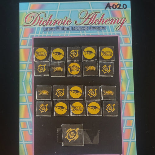 A020: Tropical and Aquatic Mix. 1/2 inch Boroimage Themepack COE33 Laser Etched Images for Flameworking