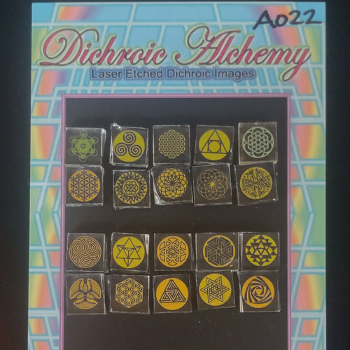 A022: Sacred and Radial Geometric Mix. 1/2 inch Boroimage Themepack COE33 Laser Etched Images for Flameworking