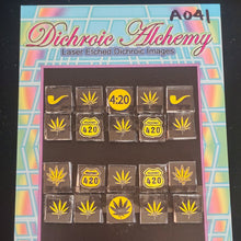 A041: 420 Four Twenty Theme 1/2 inch Boroimage Themepack COE33 Laser Etched Images for Flameworking.