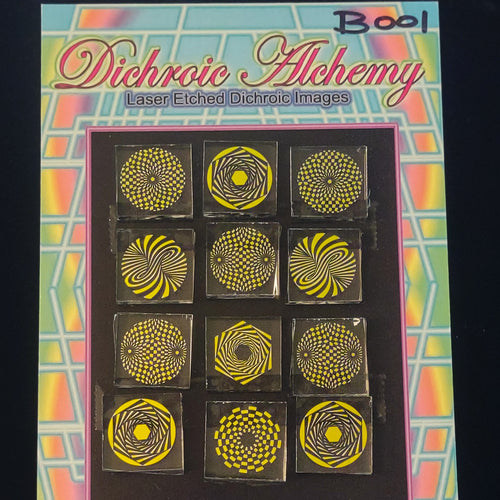 B001: Op Art Mix : 3/4 inch Boroimage Themepack COE33 Laser Etched Images for Flameworking.