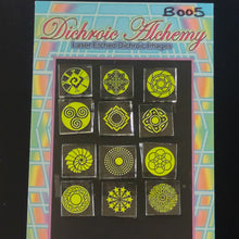 B005: Geometry Mix : 3/4 inch Boroimage Themepack COE33 Laser Etched Images for Flameworking.&nbsp;