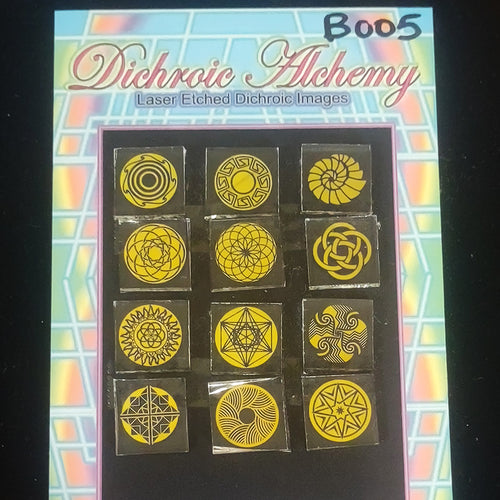 B005: Geometry Mix : 3/4 inch Boroimage Themepack COE33 Laser Etched Images for Flameworking.&nbsp;