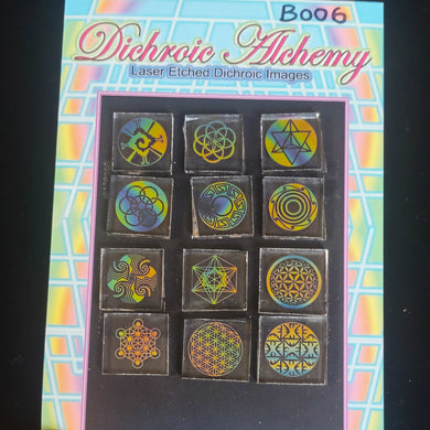 B006: Multicolor Geometry Mix : 3/4 inch Boroimage Themepack COE33 Laser Etched Images for Flameworking