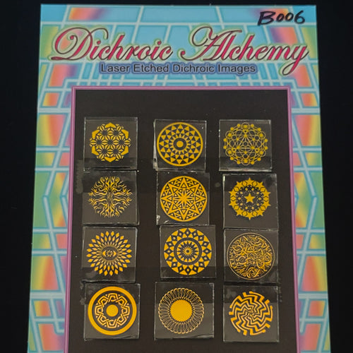 B006: Geometry 3/4 inch Boroimage Themepack COE33 Laser Etched Images for Flameworking.