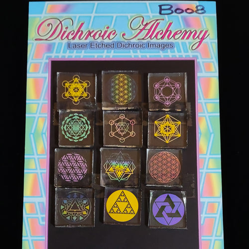 B008: Sacred Geometry Multicolor Mix : 3/4 inch Boroimage Themepack COE33 Laser Etched Images for Flameworking. (Copy)