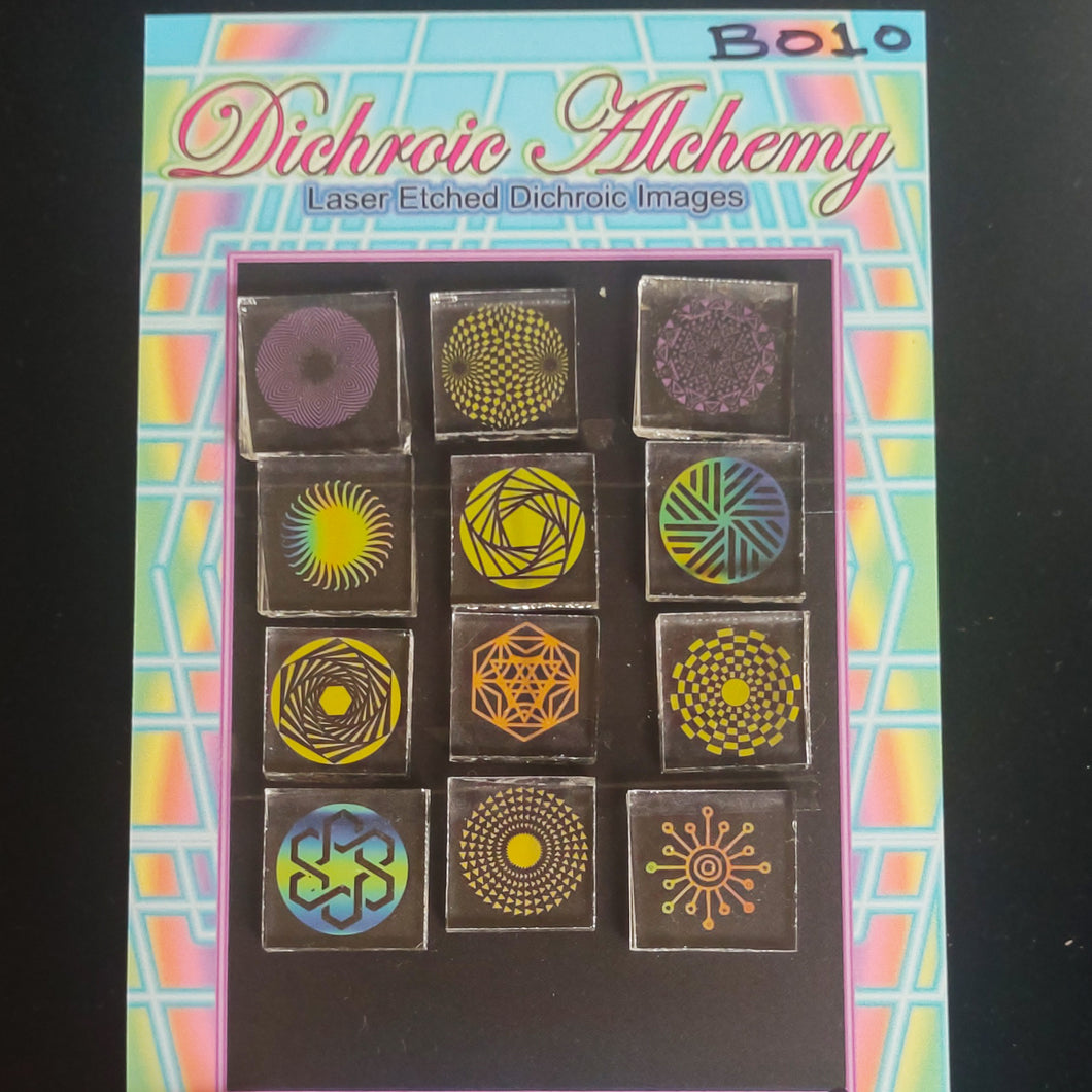 B010: Radial Geometry Mix : 3/4 inch Boroimage Themepack COE33 Laser Etched Images for Flameworking.&nbsp; (Copy) (Copy)
