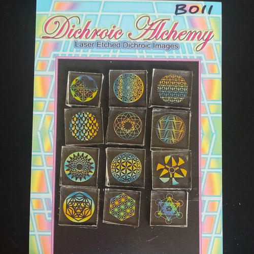 B011: Multicolor Geometry Mix : 3/4 inch Boroimage Themepack COE33 Laser Etched Images for Flameworking.&nbsp; (Copy) (Copy)
