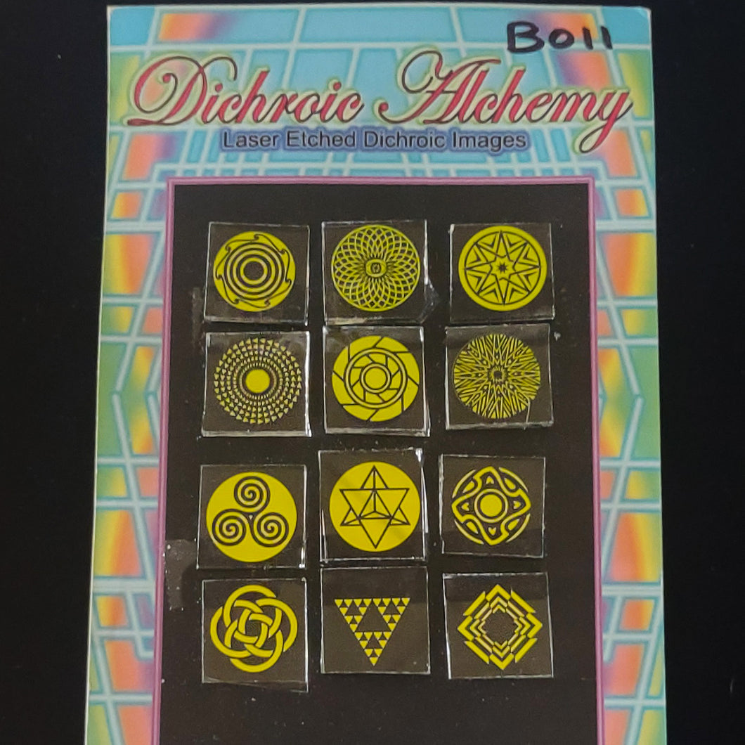 B011: Geometry Mix : 3/4 inch Boroimage Themepack COE33 Laser Etched Images for Flameworking.&nbsp; (Copy) (Copy)