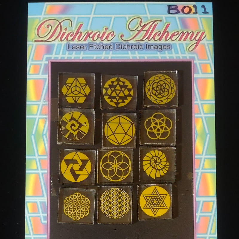 B011: Sacred Geometry : 3/4 inch Boroimage Themepack COE33 Laser Etched Images for Flameworking.&nbsp;