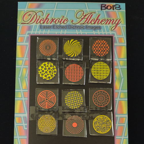 B018: Geometry and OpArt 3/4 inch Boroimage Themepack COE33 Laser Etched Images for Flameworking