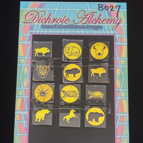 B027: North American Animal Pack 3/4 inch Boroimage Themepack COE33 Laser Etched Images for Flameworking.