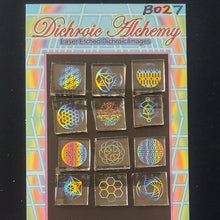 B027: Rainbow Fade Sacred Geometry 3/4 inch Boroimage Themepack COE33 Laser Etched Images for Flameworking.