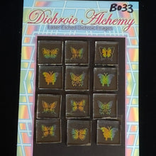 B033: Rainbow Butterflies 3/4 inch Boroimage Themepack COE33 Laser Etched Images for Flameworking.