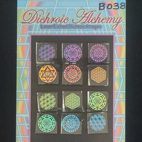 B038: Sacred Geometry RB2 : 3/4 inch Boroimage Themepack COE33 Laser Etched Images for Flameworking.