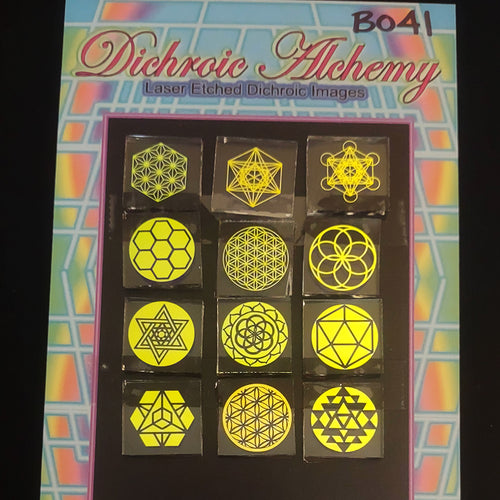 B041: Sacred Geometry Mix 3/4 inch Boroimage Themepack COE33 Laser Etched Images for Flameworking.&nbsp;