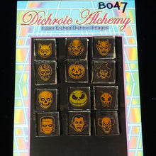 B047: Halloween Assortment : 3/4 inch Boroimage Themepack COE33 Laser Etched Images for Flameworking.