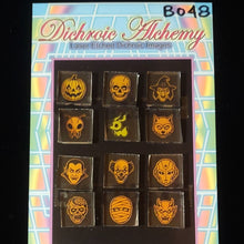 B048: Halloween Assortment : 3/4 inch Boroimage Themepack COE33 Laser Etched Images for Flameworking.