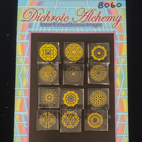 B060: Geometry 3/4 inch Boroimage Themepack COE33 Laser Etched Images for Flameworking.