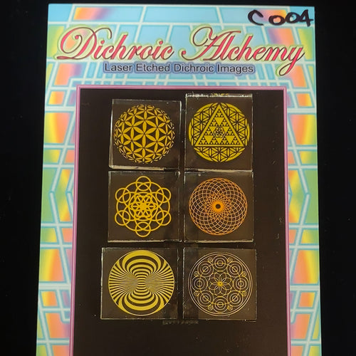 C004: Geometry : 1 inch Boroimage Themepack COE33 Laser Etched Images for Flameworking.