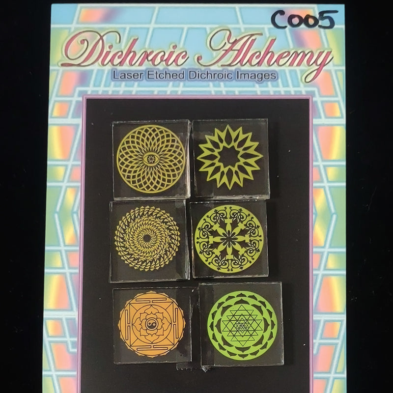 C005: Geometry Mix 1 inch Boroimage Themepack COE33 Laser Etched Images for Flameworking.