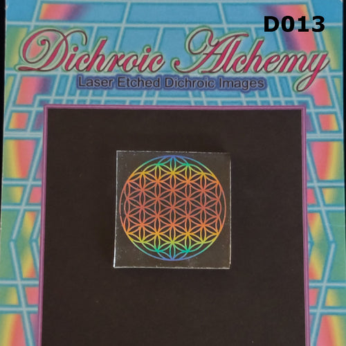 D013: Rainbow Flower of Life : 1.33 inch Boroimage Themepack COE33 Laser Etched Images for Flameworking. 