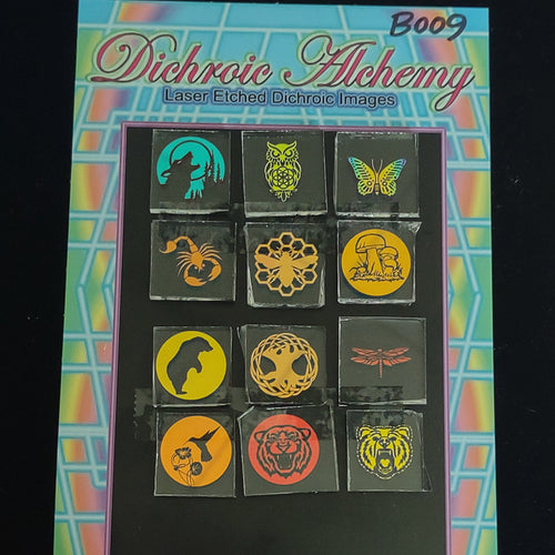 B009: Nature Mix 3/4 inch Boroimage Themepack COE33 Laser Etched Images for Flameworking