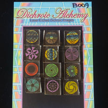 B009: Radial Geometry Mix. 1/2 inch Boroimage Themepack COE33 Laser Etched Images for Flameworking.